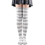 Women's Thigh High Over The Knee Socks For Girls Black White Striped Stockings Long Slouch Socken Kawaii Knit Leg Warmers Soks