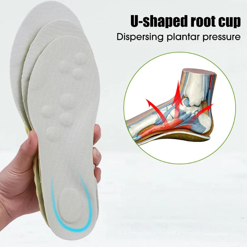 4D Orthopedic Sport Insoles Soft Breathable High-elasticity Shock Absorption Running Shoe Pad for Men Women Latex Massage Insole