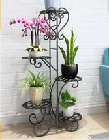 5 Potted Rounded Flower Metal Shelves Plant Pot Stand Decoration for Indoor Outdoor Garden White/Black