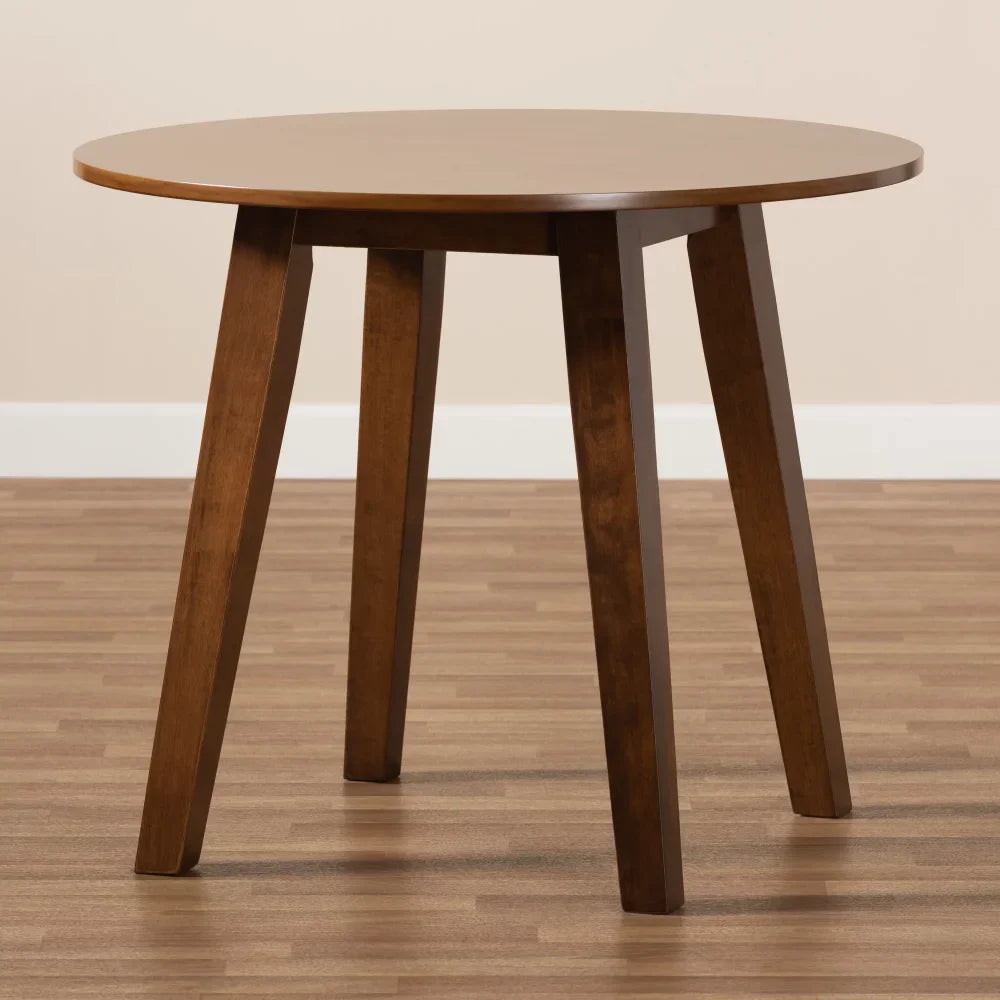 Ela Modern and Contemporary Walnut Brown Finished 35-Inch-Wide Round Wood Dining Table