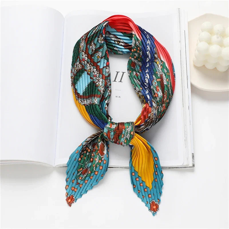 2023 Brand Crinkle Scarf Women Silk Satin Square Neck Tie Hand  Wirst Female Headscarves Bandana Shawl  Leopard Hair Foulard