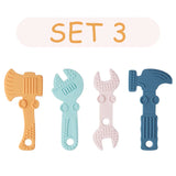 TYRY.HU 1set Silicone Teethers Tools Axe Wrench Hammer Food Grade BPA Free For Baby Teething Chew Charms Silicone Bead Toy Gift