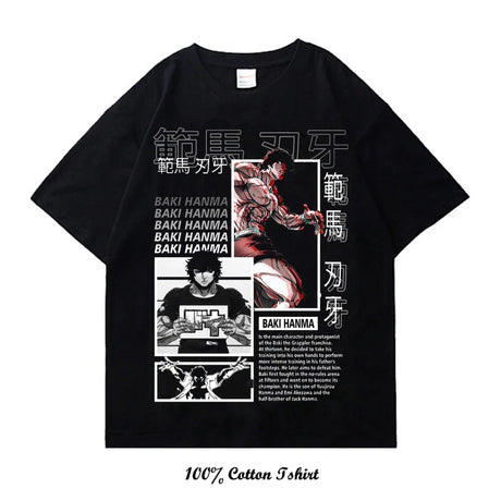 Grappler Baki kyokudai taikai Graphic Print T Shirt Harajuku Vintage Short Sleeve Plus Size Cotton Crew Neck T Shirt Women Men