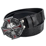 Skull Leather Belt Embossed Pattern Cowskin Fashion Buckle for Men