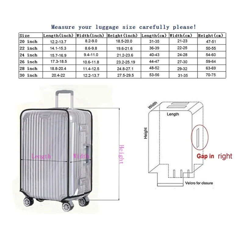 Full Transparent Luggage Protector Cover Thicken Suitcase Protector Cover PVC Suitcase Cover Rolling Luggage Cover