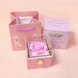 New Rotation Rose Jewelry Gift Box Valentine's Day Marriage Acrylic Ring Boxes Necklace Storage Rose Jewelry Display Rack