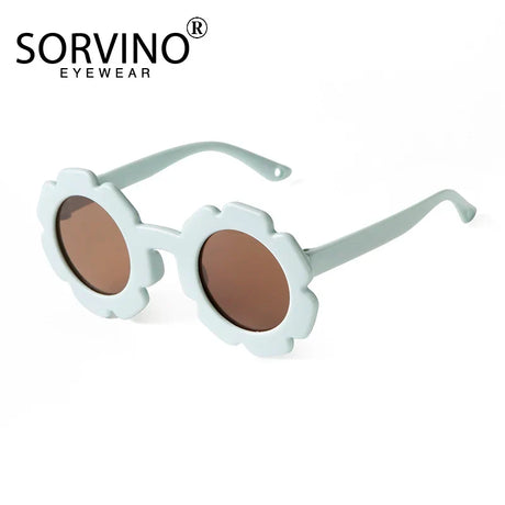 SORVINO Vintage Kids Sunglasses Child Sun Glasses Round Flower Baby Children UV400 Polarized Sunglasses Girls Boys Party Shades