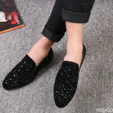 Black Spikes New Brand Mens Loafers Luxury Shoes Denim And Metal Sequins High Quality Casual Men Shoes 2022 Fashion Party Flats