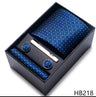 Luxurious Dropshipping 8 cm Birthday Gift Silk Tie Hanky Pocket Squares Cufflink Set Tie Clip Necktie Box Geometric