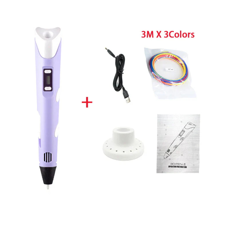 Creative 3D Drawing Pen for Kids - Fun Gift for Girls with LCD Screen & PLA Filament Compatibility