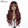 MIRACLE Synthetic Lace Front Wigs For Women Long Wavy 36 Inch Body Wavy Side Part Lace Front Wig Ombre Brown Blonde Cosplay Wig