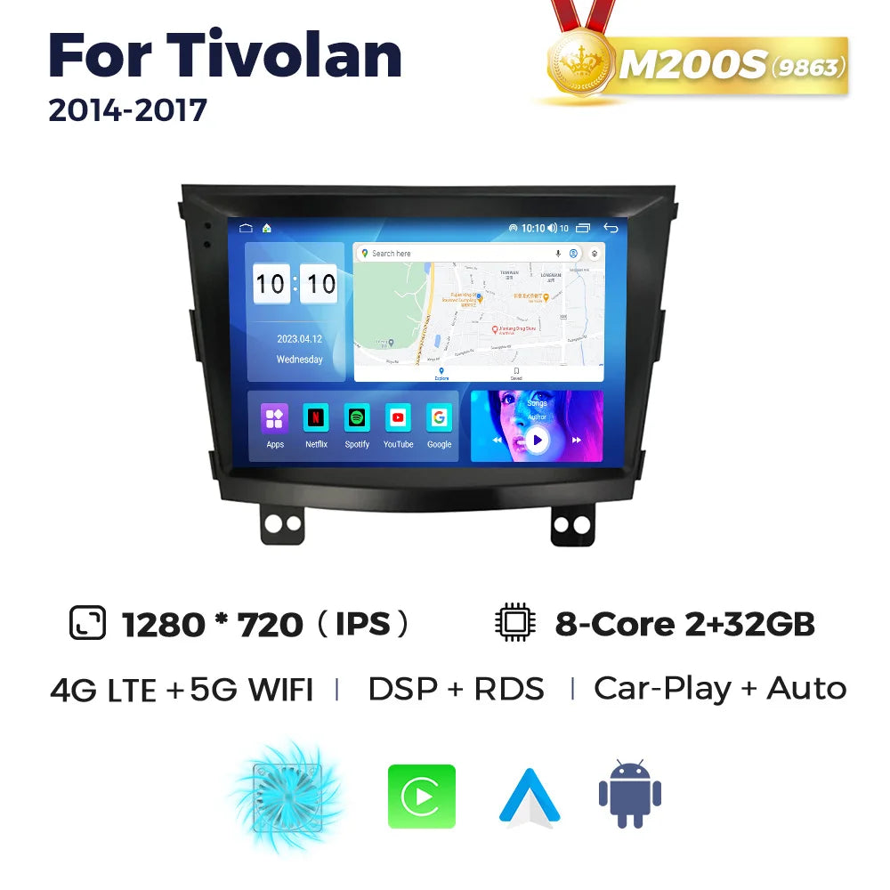 NaviFly 7862S Android All In One For SsangYong Tivoli Tivolan 2014 - 2017 9 Inch 1280*720 Carplay Car Intelligent System 8+256G