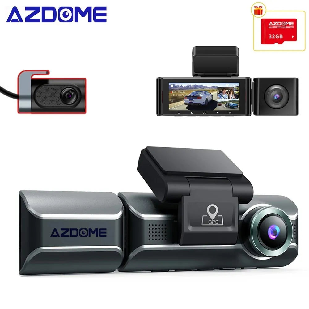 AZDOME M550 Pro Car DVR 4K Three Cameras Dash Cam 5G WiFi GPS Front Inner Rear Lens Video 3 Channel Camera 24H Parking Monitor