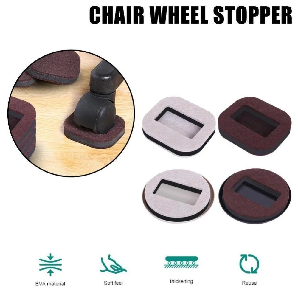 5pcs Office Chair Wheel Stopper Furniture Caster Cups Hardwood Floor Protectors Anti Parts for Roller Feet Anti Noisy Slip Mat