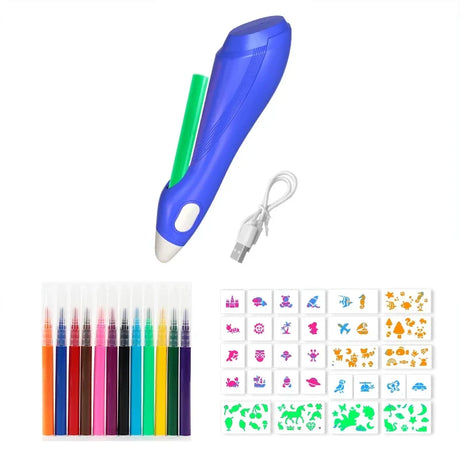 Electric Watercolor Spray Pen Children Hand-painted Color Paintbrush Washable 12 Color Spray Pen Toys for Kids Christmas Gift