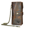 Hot Sale Original Quality Leather Travel Business Organizer Chain RFID Wallet For Men Long Zipper Male Purse Card Holder 1803