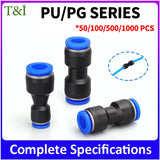 50/100/500 PCS Air Pipe Quick Connector,Pneumatic Quick Fitting,PU Straight,PG Variable Diameter Butt Joint 4 6 8 10 12 14 MM