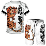 2023 Men T-shirt Set Tracksuit Training Wear Lion Pattern T-Shirt Shorts Casual Suit Oversized 2 Piece Set Sports Men Clothes