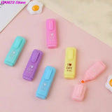 6Pcs/Lot Cute Cartoon Cat Highlighters School Office Stationery Students Drawing Supplies Kawaii Ice Cream Mini Paint Marker Pen
