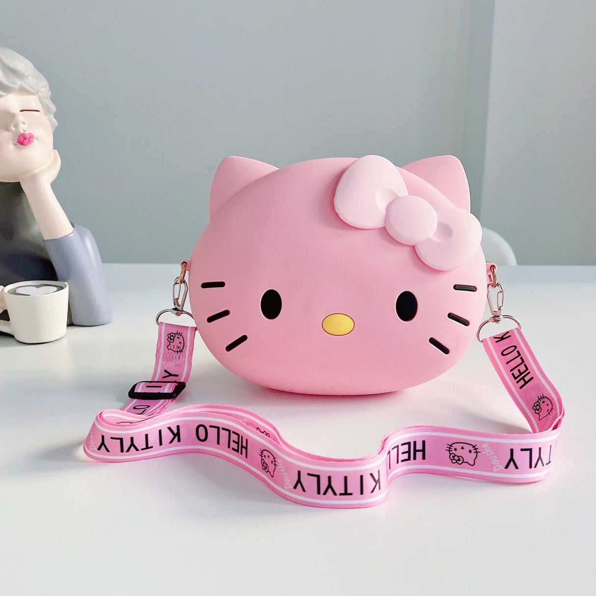 Hello Kitty Bag Kawaii Cartoon Shoulder Bag Silicone Waterproof Mini Coin Purse Cute Hello Kitty Crossbody Bag for Children Bag