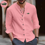 High Quality Men's Spring/Summer New Long Sleeved Cotton Linen Shirt Business Casual Loose Fitting T-Shirt Shirt Top S-2XL