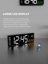 16inch Digital Wall Clock Large LED Alarm Clock Remote Control Date Week Temperature Clock Dual Alarms LED Display Clock