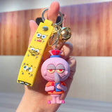 SpongeBob SquarePants Anime Figures Keychain Sandy Patrick Star Squidward Tentacles Bag Keyring Charm Kids Toys Birthday Gifts