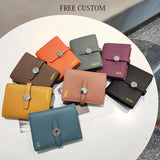 Custom Letters Genuine Leather Wallet Woman Card Holder Folding Fashion Luxury Brand Card Wallet Casual Business Coin Purse