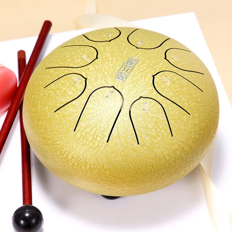 Hluru Glucophone Steel Tongue Drum 6 Inch 8 Notes Ethereal Drum Tone Key C5 Drum Percussion Children Musical Instrument