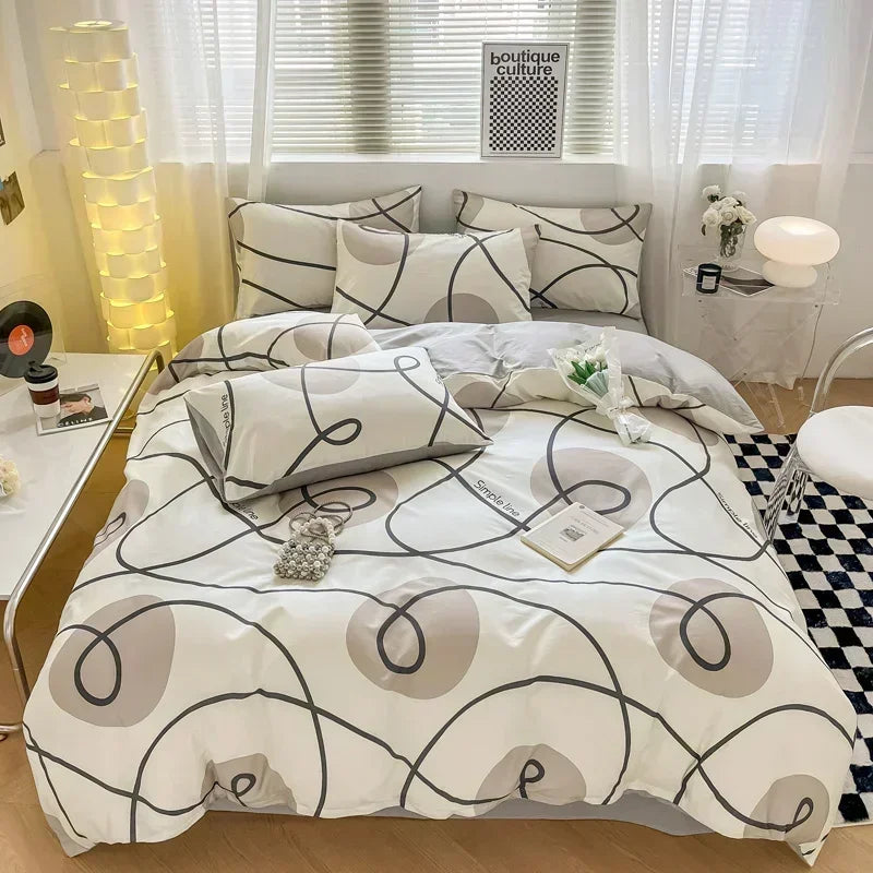 High-quality Home Pure Cotton Bedding Set 100% Cotton Skin-friendly Queen Duvet Cover Set with Sheets Comforter Cover Pillowcase