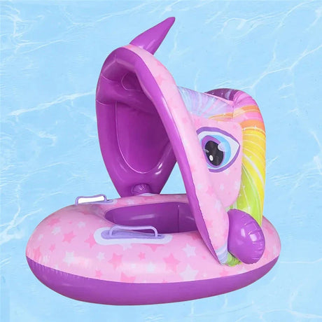 Inflatable Baby Toys Swim Ring Floating Seat Outdoor Swimming Pool Sun Shade Toddler Swim Circle Beach Water Toys for Children