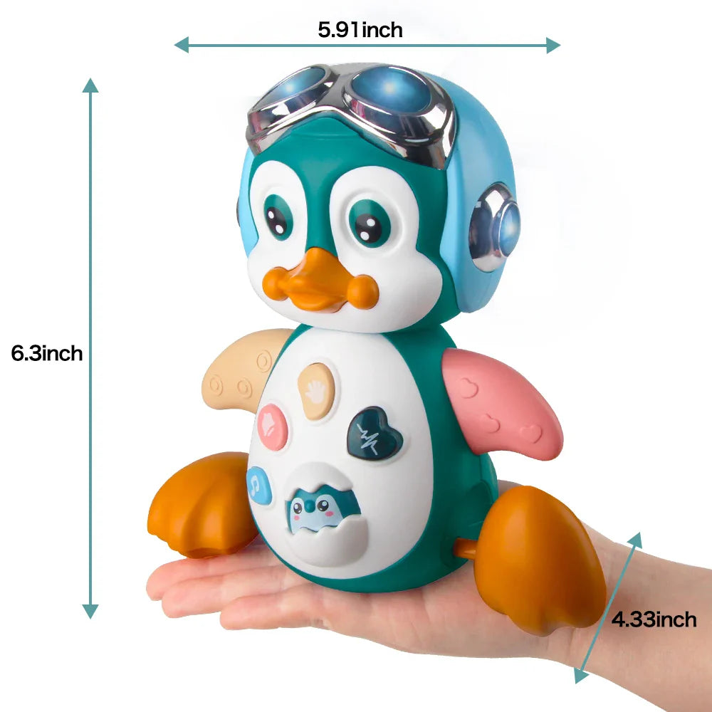 Baby Crawling Toys Musical Penguin Infant Moving Walking Dancing Toys with Light Toddler Interactive Development Tummy Time Gift