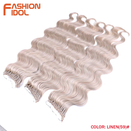 FASHION IDOL 24 Inch Body Wave Crochet Hair Synthetic Goddess Crochet Braids Natural Wavy Ombre Blonde Braiding Hair Extensions