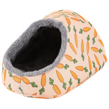 Hamster Plush Bed Small Animal Hideout House Lovely Carrot Print Sleeping Bed Habitat Decors for Squirrels Chinchillas