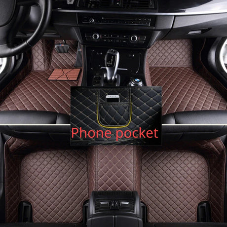 Custom Car Floor Mats for Hyundai Palisade 2020-2023 Years Artificial Leather Phone Pocket Carpet Interior Car Accessories