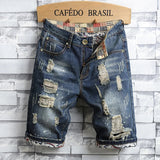 Blue Mens Ripped Short Jeans Clothing Bermuda Cotton Shorts Breathable Denim Shorts Male New Fashion Size 28-40