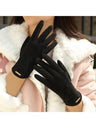 New Winter Padded Warm Gloves Cute Solid Color Suede Can Touch Screen Riding Ski Gloves For Women