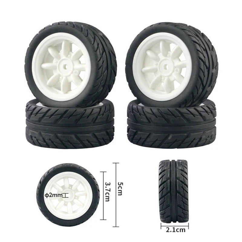 4Pcs Rubber Tire Wheel Tyre For SG1603 SG1604 SG1605 UDIRC UD1601 UD1602 UD1603 UD1604 1/16 RC Car Upgrades Parts Kit White