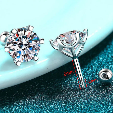 0.2ct- 4ct Moissanite Screw Back Earrings D Color GRA Certificate For Women Man S925 Silver Stud Earring Plated 18K Fine Jewelry