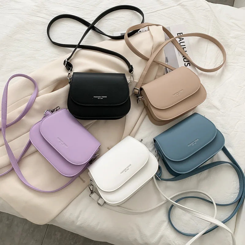 1 Piece Simplicity Saddle Bag for Women Fashion Solid Color Series Crossbody Bags Fashion Earphone Phone Lipstick Storage Bag