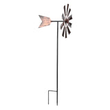 Metal Pinwheels Large Outdoor Ornaments Garden Stake Windmill Lawn Ornaments Wrought Iron Metal Windmill Decorations Retro Wind