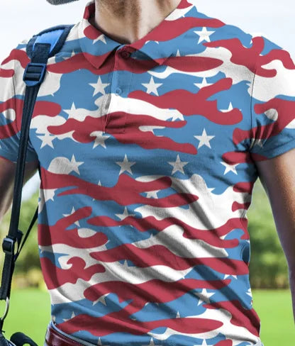 Spring Summer British Men's Golf 3D Digital Printing Cotton Polo Shirt Lapel High-end Short Sleeve Polo Shirt Male T-shirt S-5XL