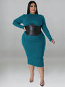 Zipper Dress Tight Ladies Mid Length Plus Size Leather Woman Dress One Piece Long Sleeved Elegant Birthday Dress Fast Express