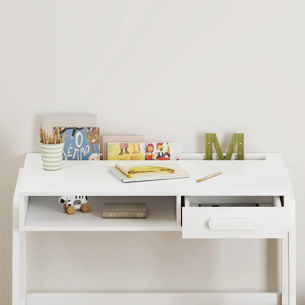 Kids Desk and Chair Set, Study Desk for Kids with Drawers, Wooden Children Study Table, Student Writing Desk Computer Works