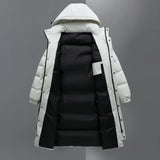 Long Down Jacket Men Hooded Down Coat Winter Warm Thick Puffer Jacket White Duck Down Parkas Outdoor Outerwear Windproof Coat