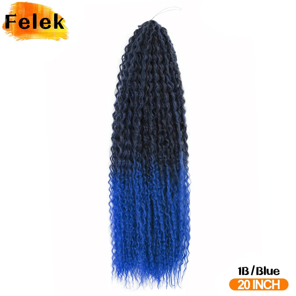 Brazilian Braids Synthetic Curl Hair Soft Braiding Extension 20-28 Inch Afro Crochet Hair Long Water Wave Ombre Color Hair Felek