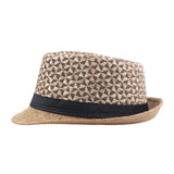 Stitching Color Geometry Shade Men Straw Hat Spring Summer Sun Protection Top Hat Jazz Cap