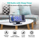 LED Digital Projection Alarm Clocks USB Electronic Ceiling Projector Alarm Clock with FM Radio for Bedroom Bedside Desktop Clock