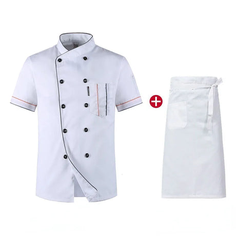 Chef Jacket Short  Sleeve  Cook Coat Barista Baker Work Uniform Waiter Restaurant Hotel Clothes