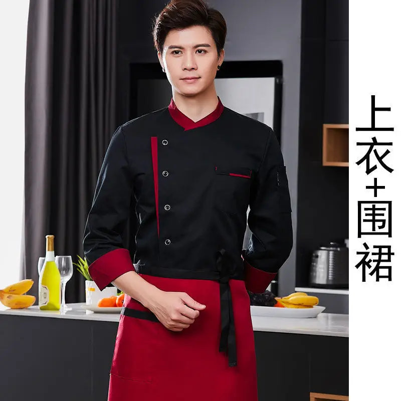 Restaurant Chef Jacket Top Long short Sleeve Hotel Cafe Kitchen Work Wear Bakery Cooking Tops Fast Food Chef Uniform for men